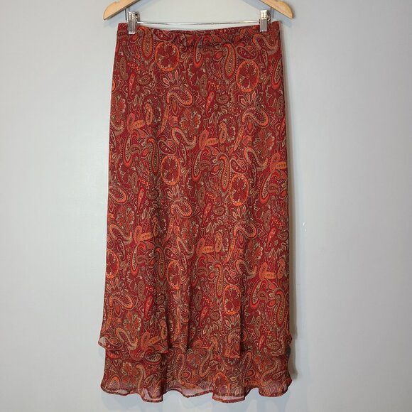 VTG White Stag Paisley Layered Maxi Skirt Size 22 Boho Cottage Gypsy Festival - Picture 1 of 7